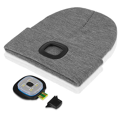 ANBET Gorro de Punto para niños con lámpara LED Mantener Caliente, Regulable, Faro Recargable USB Gran Regalo para niños y niñas