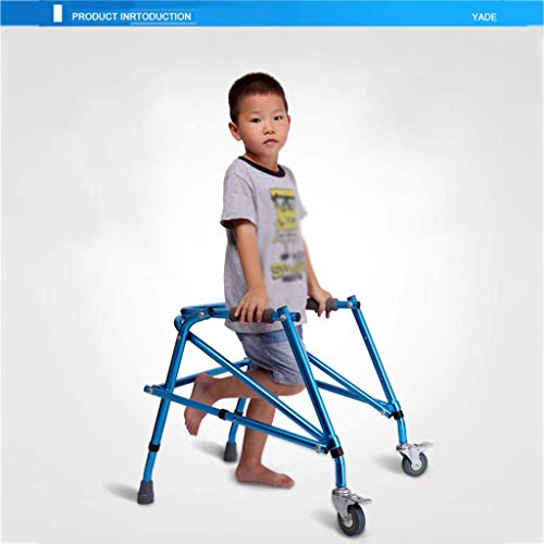 Andador con Andador, Andador para niños, Ayuda para Caminar de aleación de Aluminio, reposabrazos para Pacientes de rehabilitación con 2 Ruedas de Freno de dirección para niños de Entre 1 y 1,5 metr
