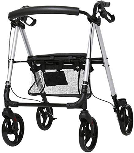 Andadores para Personas Mayores Ayudas para la Movilidad Carrito de la Compra Andador Ligero Marco para Caminar Ayuda para la Movilidad Plegable con Asiento y Bolsa 4 Ruedas para Personas ma