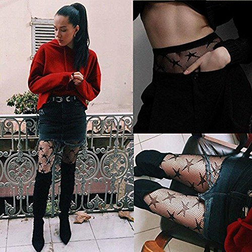 ANDIBEIQI Mujer Pantimedias Semi Medias, 6 pieza Negras Dibujos Florales Rayas Corazones Costura Pantimedias Semi Opacas Rejillas negro