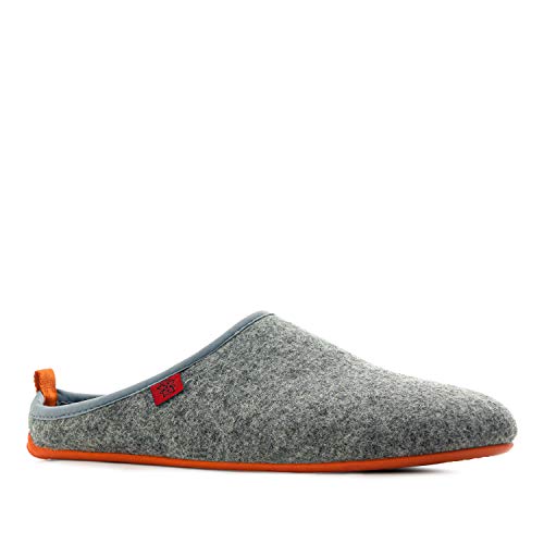 Andrés Machado - Zapatillas de estar por casa para hombre y mujer de invierno - DYNAMIC- Slippers - Para Unisex Adulto - Suela de goma vulcanizada resistente y antideslizante - Gris y Naranja, EU 39