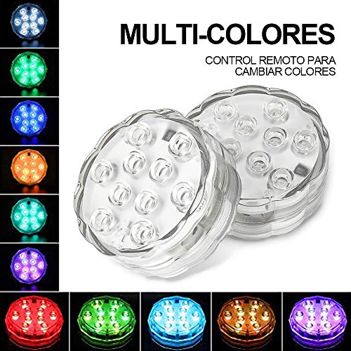 AndThere Luz Piscina Sumergible Impermeable con mando Luces LED Multicolores Subacuáticos a Prueba de Agua con Control Remoto Lluminación para Acuarios Base de Floreros Piscina Jardín Boda Navidad