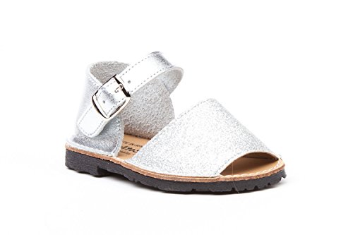 ANGELITOS Sandalias Menorquinas Glitter 1ª Calzadura, Mod.197,Calzado infantil Made In Spain, Garantia de Calidad. (22, Plata)