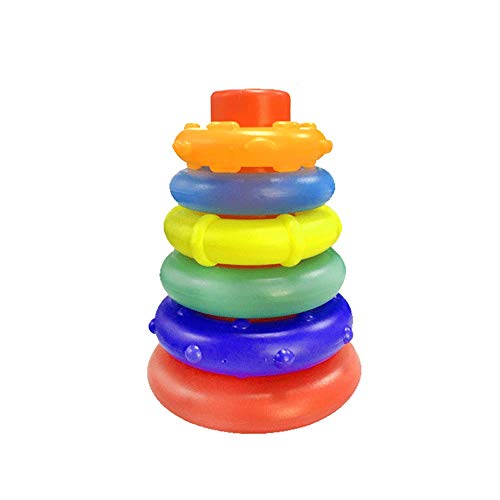 Anillo arcoíris para bebés, juguete para apilar rompecabezas, juguete para actividades y desarrollo temprano de niños en edad preescolar de 0 a 3 años, anillo para apilar colorido cognitivo de educaci