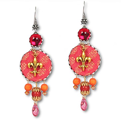 Anisch de la Cara Pendientes para mujer, diseño de flor de lis coral, io-f-d-lis