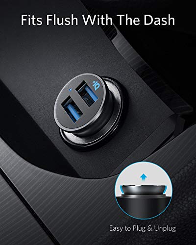 Anker - Cargador USB para mechero de Coche (24 W, 4,8 A, Doble USB, con luz LED)
