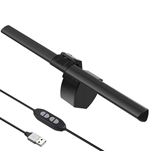 Anpro 40CM Lámpara Lectura Electrónica LED, Lámpara Ordenador Colgante, Lámpara Escritorio con Alimentación USB, 3 Colores Regulables con 84 LEDs, Luz Lectura Libros