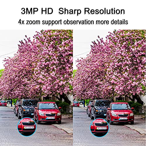 Aottom 3MP Camara Vigilancia WiFi Interior Exterior Camara de Video - 360°/ 4X Zoom/ Tuya App/ Detector de Movimiento Alarma/ Audio de Dos Vías/ 40M Visión Nocturna/ Soporta Tarjeta SD MAX 128G