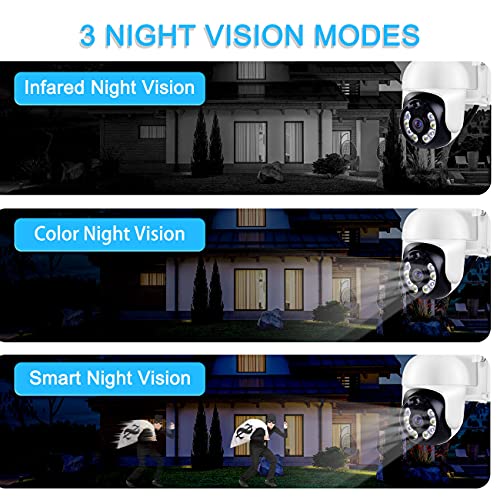 Aottom 3MP Camara Vigilancia WiFi Interior Exterior Camara de Video - 360°/ 4X Zoom/ Tuya App/ Detector de Movimiento Alarma/ Audio de Dos Vías/ 40M Visión Nocturna/ Soporta Tarjeta SD MAX 128G