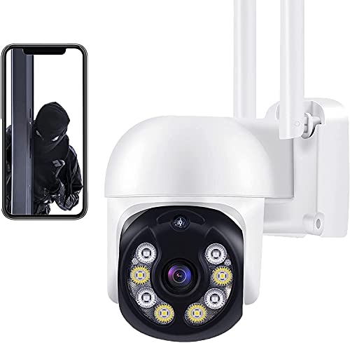 Aottom 3MP Camara Vigilancia WiFi Interior Exterior Camara de Video - 360°/ 4X Zoom/ Tuya App/ Detector de Movimiento Alarma/ Audio de Dos Vías/ 40M Visión Nocturna/ Soporta Tarjeta SD MAX 128G