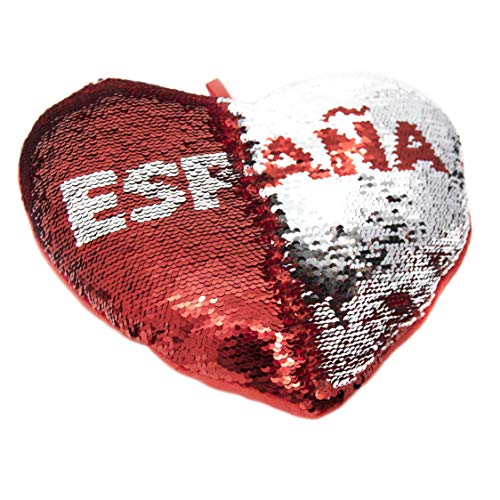 APEX GIFTS - Cojín con Forma de corazón de Lentejuelas y Reversible - El corazón de España