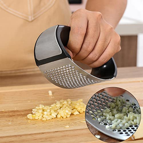 APKLVSR Prensa Ajos, Acero Inoxidable Triturador Utensilios Cocina Profesionales Picadora Ajos con Mango Ergonómico, Pelador Ajo Silicona, para Cebolla y Ajo, Cocina Casera, Fácil de Limpiar