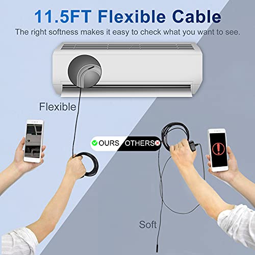 Aplenta Wifi Endoscopio , Endoscopio para movil de 6 LEDS Ajustables,IP67 impermeable, 3.5M Cámaras de inspección para teléfonos Inteligentes Android e iOS, iPhone, Samsung, tabletas, Color Negro