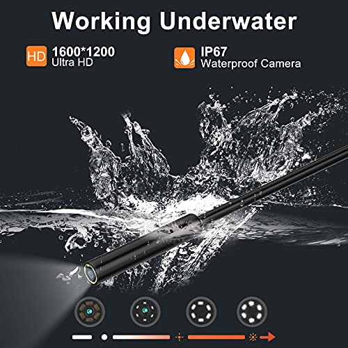 Aplenta Wifi Endoscopio , Endoscopio para movil de 6 LEDS Ajustables,IP67 impermeable, 3.5M Cámaras de inspección para teléfonos Inteligentes Android e iOS, iPhone, Samsung, tabletas, Color Negro