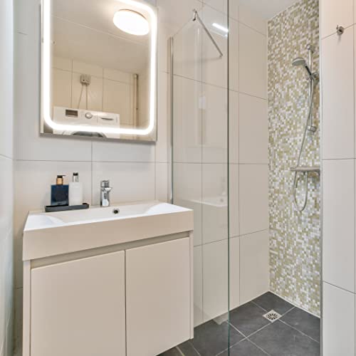 APLIKE BATHROOM LIGHTING Espejo de baño Cuadrado 80x80cm con Perfil LED de Esquinas Redondas de 30w con función antivaho. Luz Blanca y Potente (5700 K) de eficiencia energética A+.