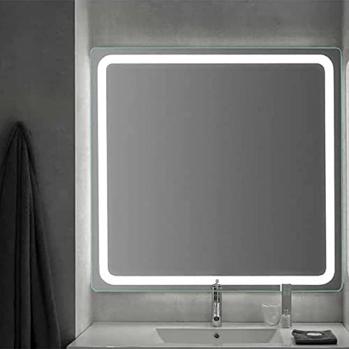 APLIKE BATHROOM LIGHTING Espejo de baño Cuadrado 80x80cm con Perfil LED de Esquinas Redondas de 30w con función antivaho. Luz Blanca y Potente (5700 K) de eficiencia energética A+.
