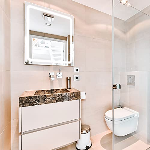 APLIKE BATHROOM LIGHTING Espejo de baño Cuadrado 80x80cm con Perfil LED de Esquinas Redondas de 30w con función antivaho. Luz Blanca y Potente (5700 K) de eficiencia energética A+.