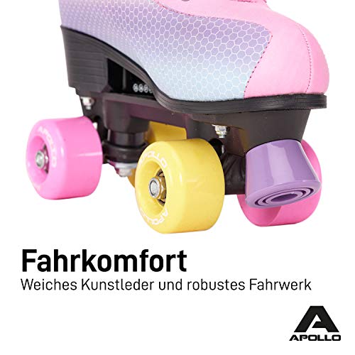 Apollo Patines de 4 Ruedas Clásicos, Patines para Niños, Adolescentes y Adultos, Patines de Niña y Patines de Mujer de Talla Ajustable, 3 Tamaños, Ajustables Talla 31 a 42