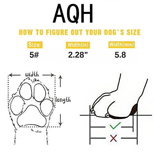 AQH Zapatos Perro, 4 Pcs Zapatos Impermeables para Perros, con Banda Reflectante Suelas de Goma Antideslizantes Resistentes (5#, Negro)