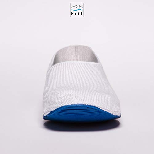 Aquafeet Zapatilla Antideslizante Diferentes usos Dentro y Fuera del Agua Ducha, Piscina, Sauna, Viaje, Descanso, Barco, hoteles, Relax,(Blanco, M: 42-44)