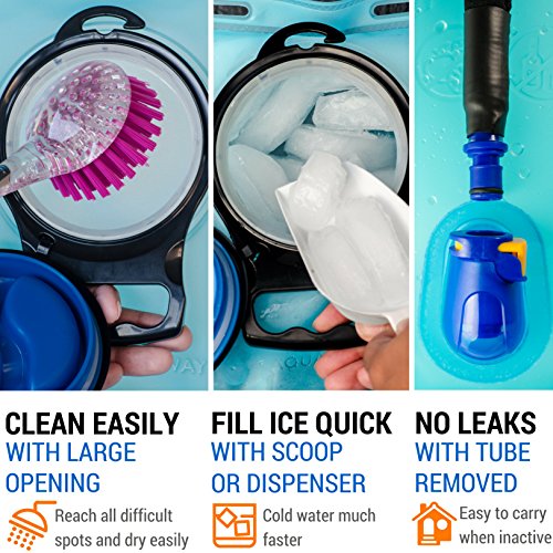 Aquatic Way Bolsa de Hidratación Reservorio de Agua, 1,5 Litros 1,5L. Para Ciclismo, Senderismo, Campamento, Mochilas. No es Tóxico Fácil de Limpiar. Boca Ancha. Tubo y Válvula de Cierre Aislados