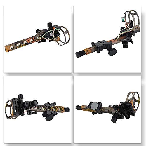 Arco Compuesto Campo Tiro con Arco Vista 5 Pin Luz Flecha Resto Clicker Ajustable Camo/Negro con luz LED(Color Camuflaje)