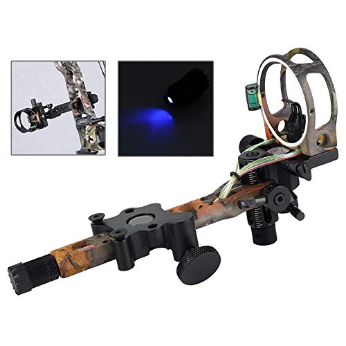 Arco Compuesto Campo Tiro con Arco Vista 5 Pin Luz Flecha Resto Clicker Ajustable Camo/Negro con luz LED(Color Camuflaje)