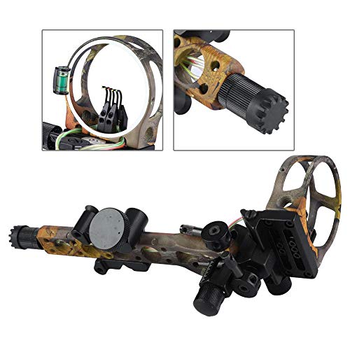 Arco Compuesto Campo Tiro con Arco Vista 5 Pin Luz Flecha Resto Clicker Ajustable Camo/Negro con luz LED(Color Camuflaje)