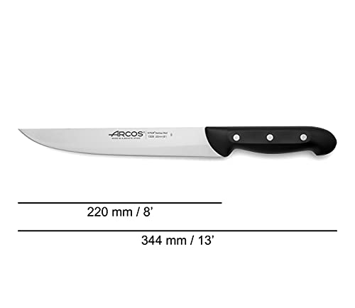 Arcos Maitre, Cuchillo Trinchante, Acero Inoxidable Nitrum 220 mm, Mango Polipropileno Negro