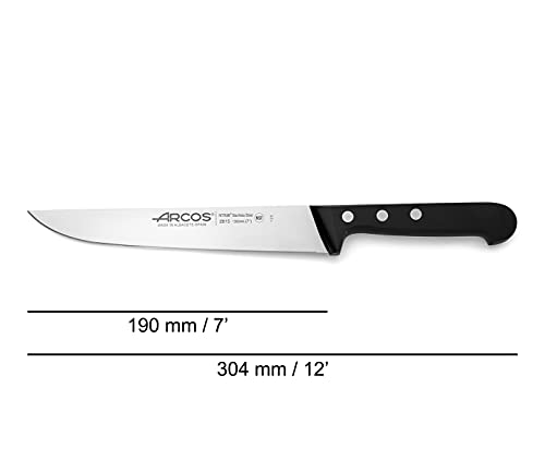 Arcos Serie Universal, Cuchillo Trinchante, Hoja de Acero Inoxidable Nitrum 190 mm, Mango de Polioximetileno, POM Color Negro