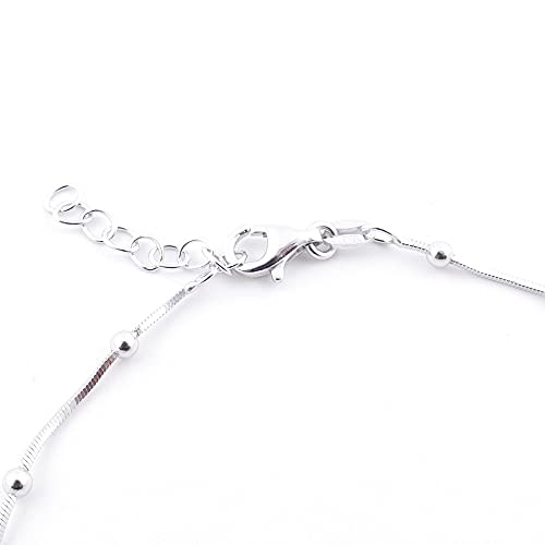 ARITZI - Tobillera - Fina Plata De Ley 925 - Cadena Diseño Cola de Ratón + Bolas con Largo de 22 + 3 cm. Fabricado en Italia con baño de Rodio.