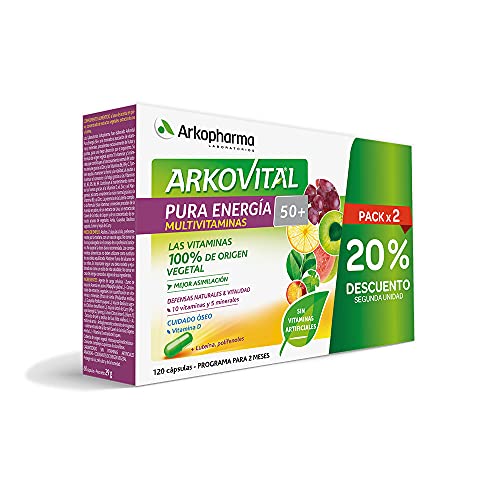 Arkopharma Arkovital Pura Energía Senior 50+ 120 Comprimidos, Mayores de 50 Años, Multivitamínico Para La Fatiga Y Menopausia, Déficit Vitamina D