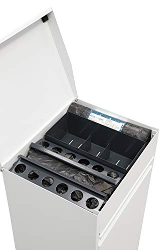 Arregui Top CR221-B Cubo de Basura y Reciclaje de Acero de 2 Cubos y Bandeja Superior Multiusos, Blanco, 97.5 x 30.6 x 24.4 cm