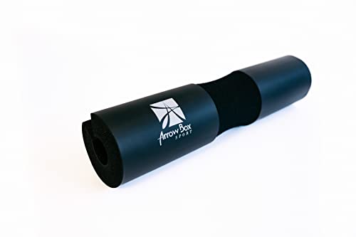 Arrow Box Barbell Pad Set, Kit para Ejercicios de piernas y glúteos. Incluye Protector de Barra, Bandas elásticas de Diferentes resistencias y Tobilleras para polea (Negro)