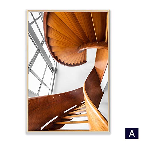 Arte De La Pared Impresiones De Carteles Moderno Escalera Abstracta Edificio Lienzo Pintura ImáGenes NóDicas Para La Sala De Estar DecoracióN Del Hogar 30x50cm (12x20in) X3 Sin Marco