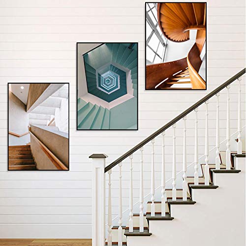 Arte De La Pared Impresiones De Carteles Moderno Escalera Abstracta Edificio Lienzo Pintura ImáGenes NóDicas Para La Sala De Estar DecoracióN Del Hogar 30x50cm (12x20in) X3 Sin Marco