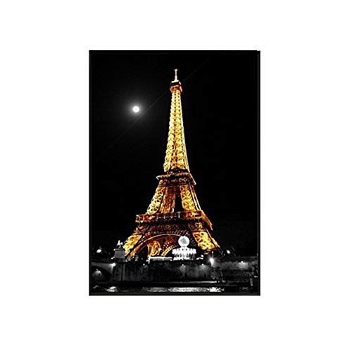Arte De Pared Moderno Ciudad Torre De Noche Paisaje Lienzo Pintura Silla LáMpara De Calle PóSter Imagen Impresa Para La DecoracióN De La Sala De Estar 40x60cm (16x24in) X3 Sin Marco