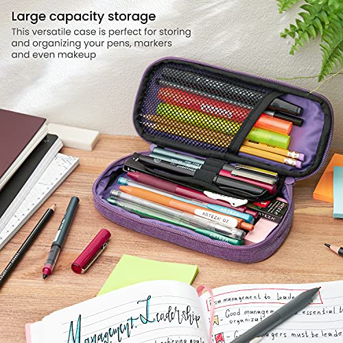 Arteza Estuche Escolar con Cierre de Cremallera y Bolsillo Exterior, Estuche Morado para Lápices, Material Escolar para Estudiantes y Profesores