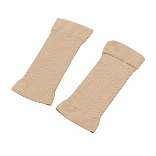 Artibetter Brazo elástico de compresión Mangas calienta Brazos Moldeador para béisbol Baloncesto fútbol Ciclismo Golf Artritis linfedema - Beige