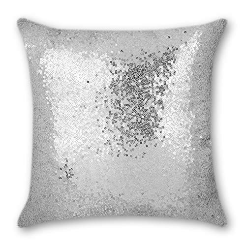 Artscope Funda de Cojín Lentejuelas Reversibles Cuadrado,Funda de Almohada para Sofá Cama Decoración para Hogar 40x40cm,Set de 2 (Plata)