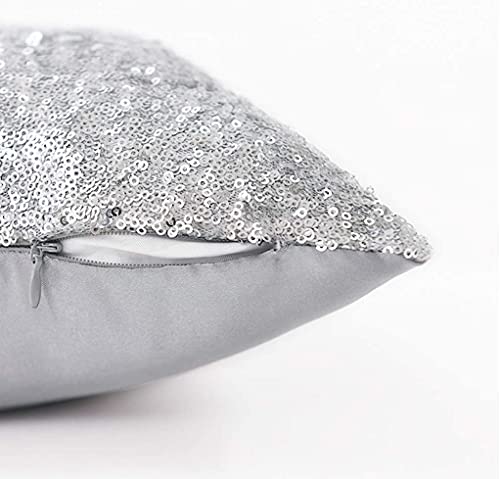 Artscope Funda de Cojín Lentejuelas Reversibles Cuadrado,Funda de Almohada para Sofá Cama Decoración para Hogar 40x40cm,Set de 2 (Plata)