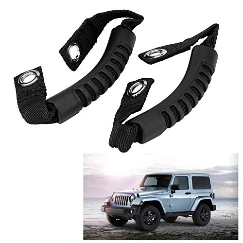 Asa de agarre, 2 piezas Asiento trasero del coche Asiento de respaldo trasero Juego de agarraderas con orificio reemplazo para Wrangler 1995-2017(Negro)