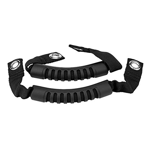 Asa de agarre, 2 piezas Asiento trasero del coche Asiento de respaldo trasero Juego de agarraderas con orificio reemplazo para Wrangler 1995-2017(Negro)