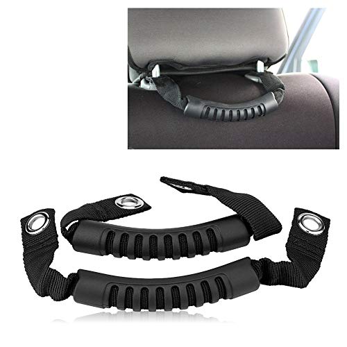 Asa de agarre, 2 piezas Asiento trasero del coche Asiento de respaldo trasero Juego de agarraderas con orificio reemplazo para Wrangler 1995-2017(Negro)