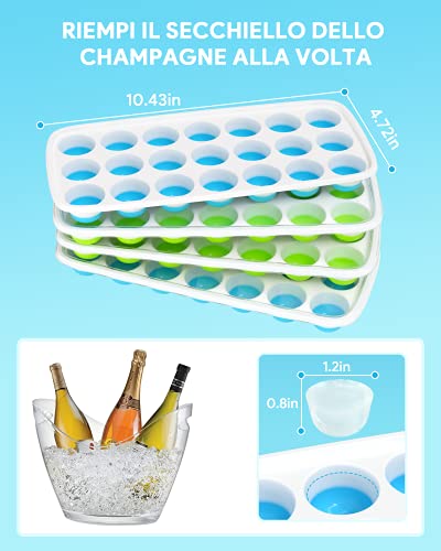 Asddage Cubiteras para Hielo con Tapa, 4 Piezas Bandeja Hielo de Silicona Fácil Liberación & Apilable 84 Moldes de Cubitos de Hielo, Certificado LFGB sin BPA para Whisky Cócteles Agua Cola