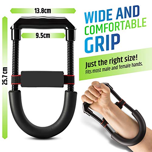 ASEOK Brazo para la muñeca Brazo del Brazo Flexor Ejercitador Fortalecedor Herramientas de Entrenamiento, Resorte de Acero al Carbono para Trabajo Pesado, Cojín Antideslizante de diseño Amplio