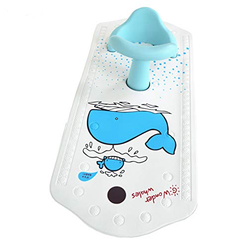 Asiento de seguridad para bañera BBCare, antideslizante, para bebé, extra largo con indicador de temperatura del agua azul Blue Whale