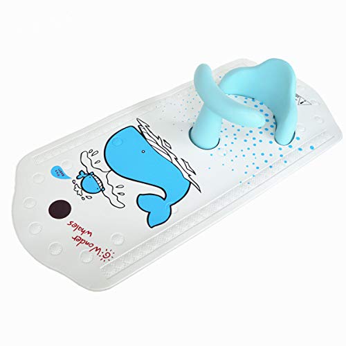 Asiento de seguridad para bañera BBCare, antideslizante, para bebé, extra largo con indicador de temperatura del agua azul Blue Whale