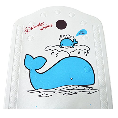 Asiento de seguridad para bañera BBCare, antideslizante, para bebé, extra largo con indicador de temperatura del agua azul Blue Whale