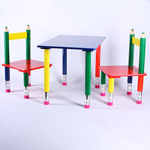 Asiento de Varias Plazas 3 Piezas | Grupo Lápiz | MDF y Madera Maciza | Niños Mesa Sillas | los con | Colores Dormitorio Infantil | Muebles para + Libro Lapices